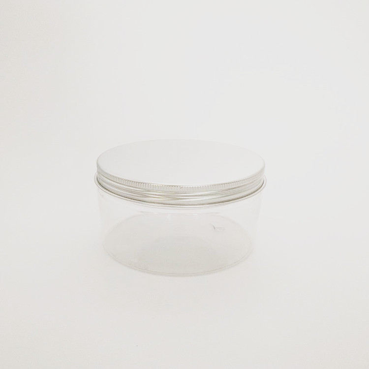 large clear pet plastic can food grade empty jar with aluminum lid 200g