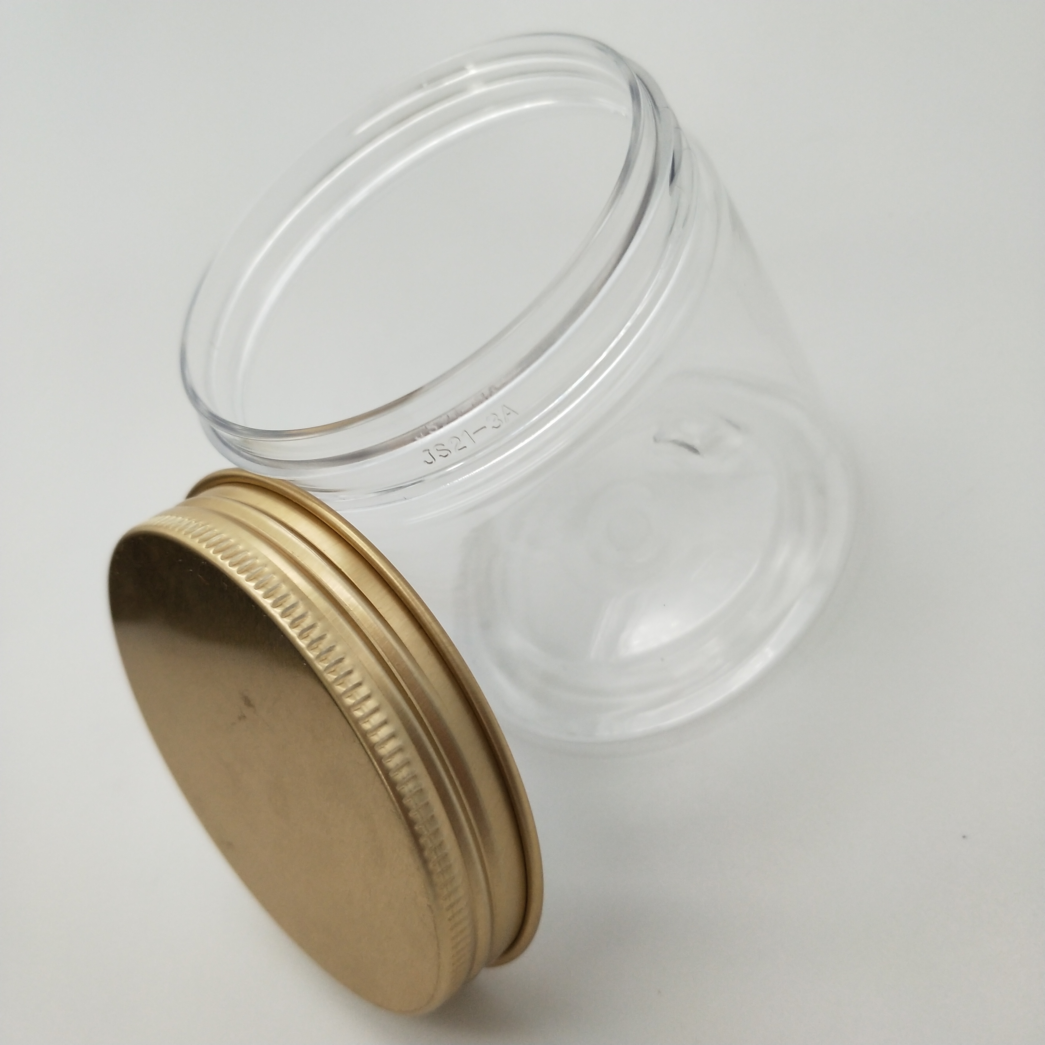 large clear pet plastic can food grade empty jar with aluminum lid 200g