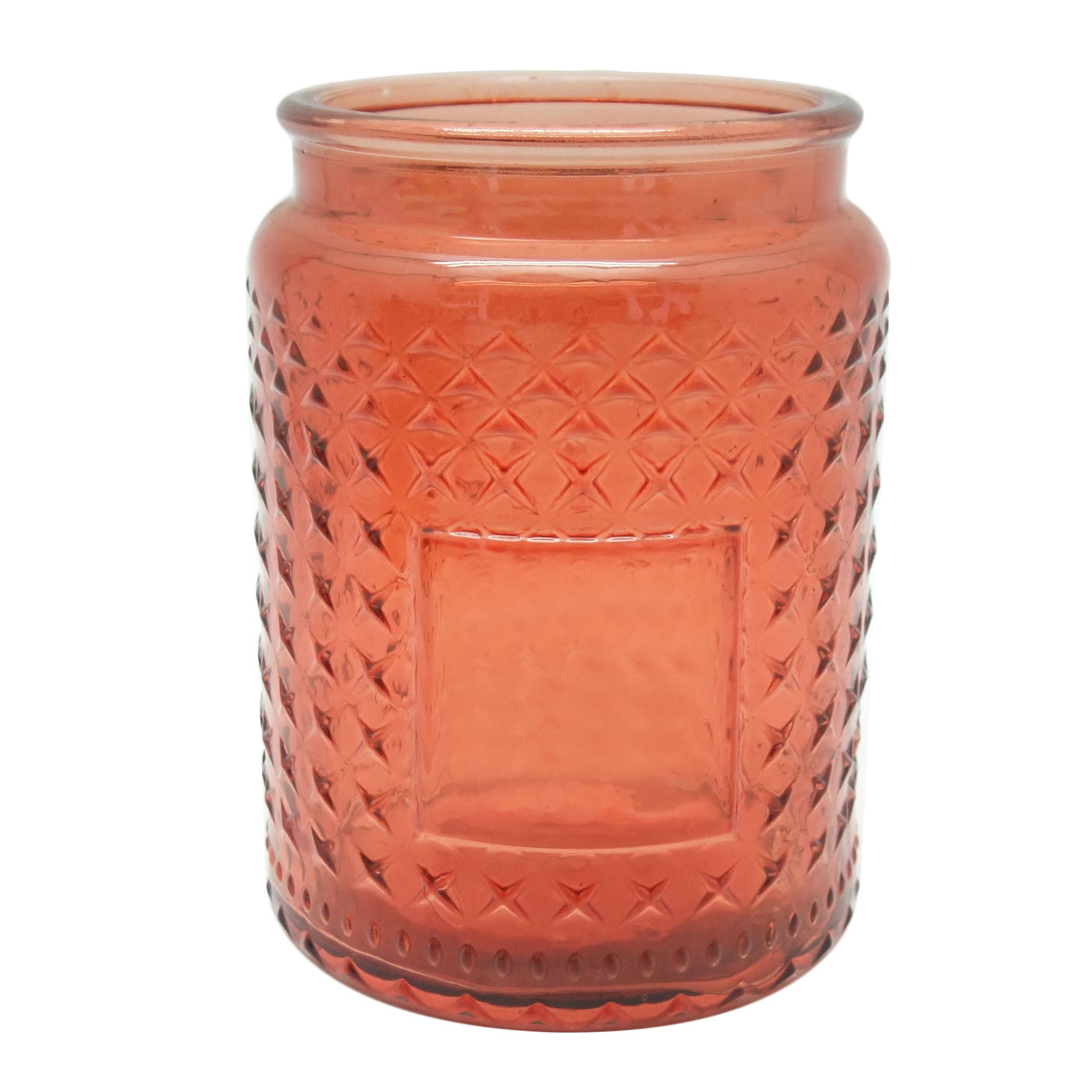 large embossed glass jar candle 17oz unique candle jars with screw top metal lids candle holders 18oz Haodexin stars facets