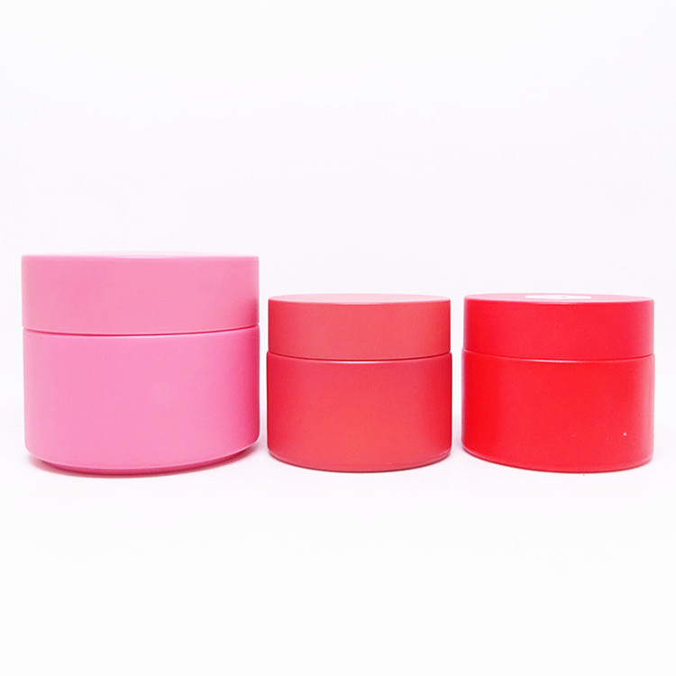 large pink empty ceramic candle storage glass jars with plastic lid