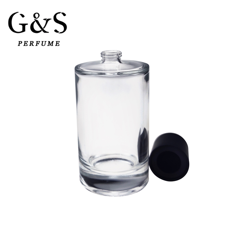 large simple Hot-selling Classic Style Cylinder Round Shaped 100ML Perfume Glass Bottle Spray With Custom Design wholesale dubai