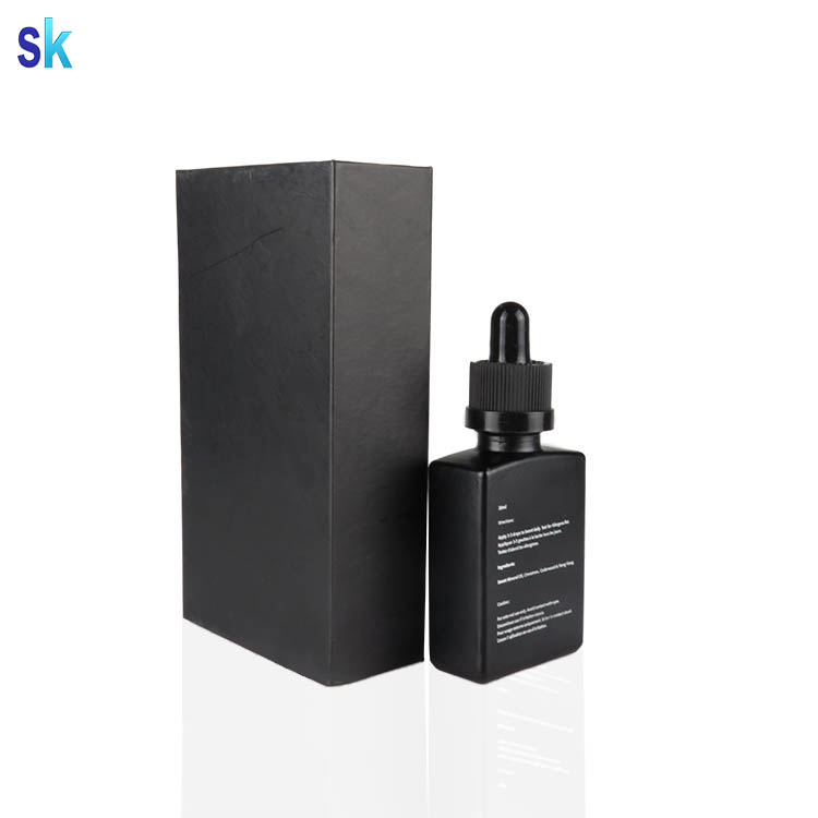 large stock 30ml black frosted cbd oil glass dropper bottle with packing box