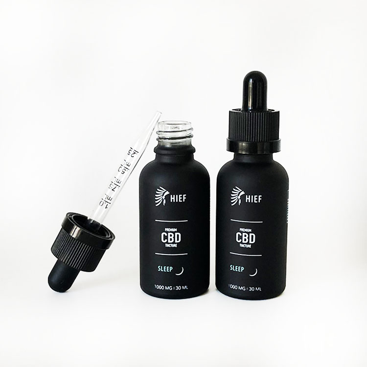 large stock 30ml black matt glass dropper bottle with custom printing