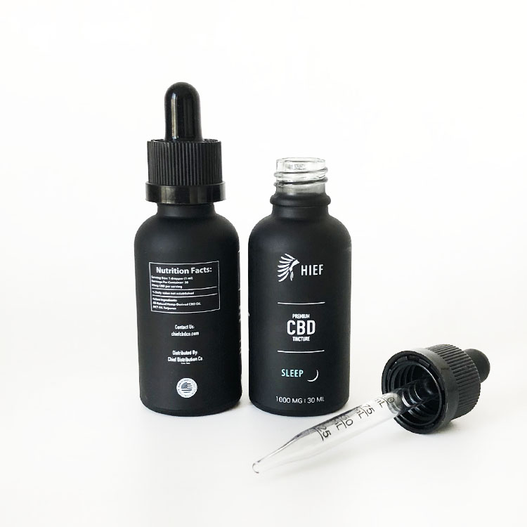 large stock 30ml black matt glass dropper bottle with custom printing