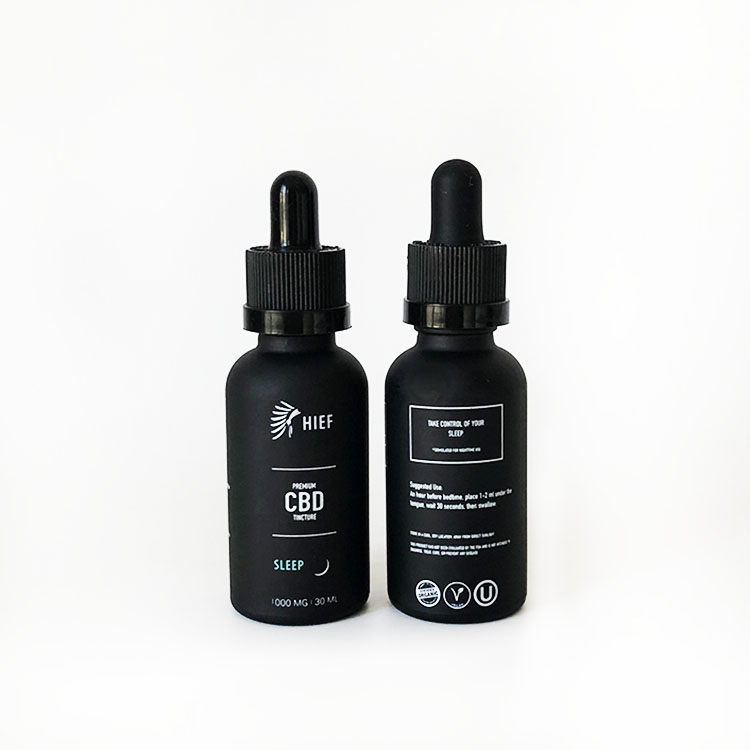 large stock 30ml black matt glass dropper bottle with custom printing