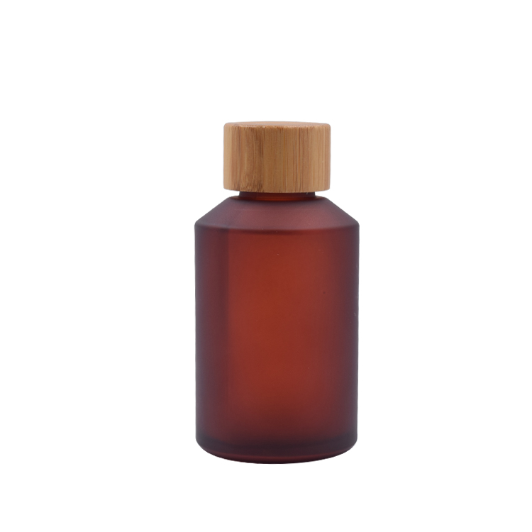 latest luxurious matte red brown 15ml 30ml 60ml 125ml 200ml glass empty cosmetic essential oil bottle really bamboo cap