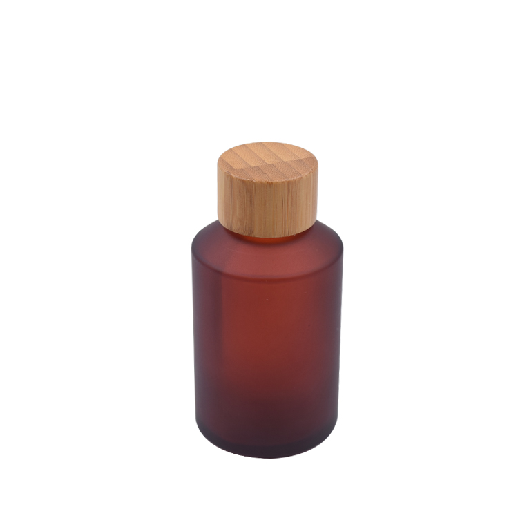 latest luxurious matte red brown 15ml 30ml 60ml 125ml 200ml glass empty cosmetic essential oil bottle really bamboo cap