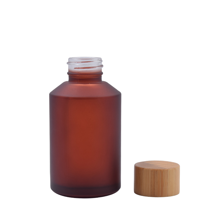 latest luxurious matte red brown 15ml 30ml 60ml 125ml 200ml glass empty cosmetic essential oil bottle really bamboo cap