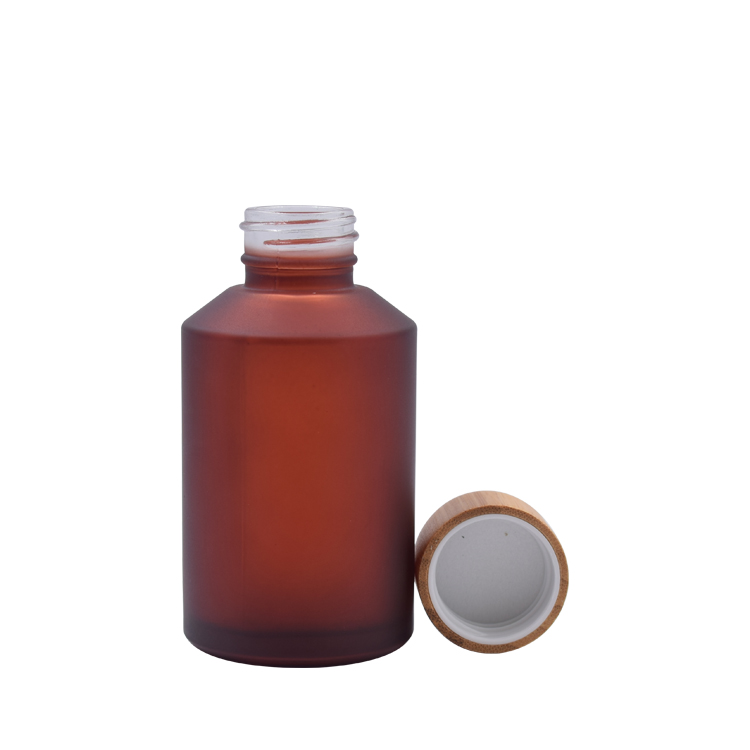 latest luxurious matte red brown 15ml 30ml 60ml 125ml 200ml glass empty cosmetic essential oil bottle really bamboo cap