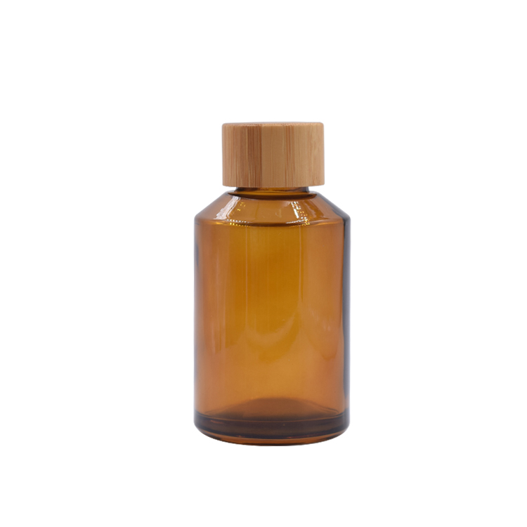 latest luxurious matte red brown 15ml 30ml 60ml 125ml 200ml glass empty cosmetic essential oil bottle really bamboo cap