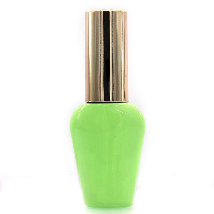 light green 16ml vase shape gel nail polish bottle with metallic cap and brush