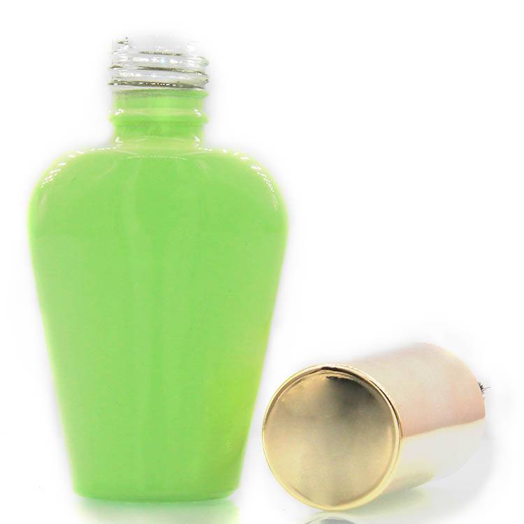 light green 16ml vase shape gel nail polish bottle with metallic cap and brush