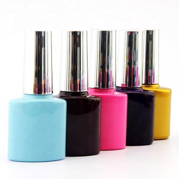 light green 16ml vase shape gel nail polish bottle with metallic cap and brush