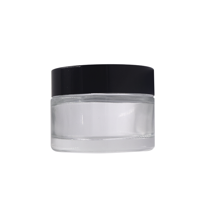lip balm packaging face cream jars 20ml 30ml 50ml clear glass jars with black plastic lid
