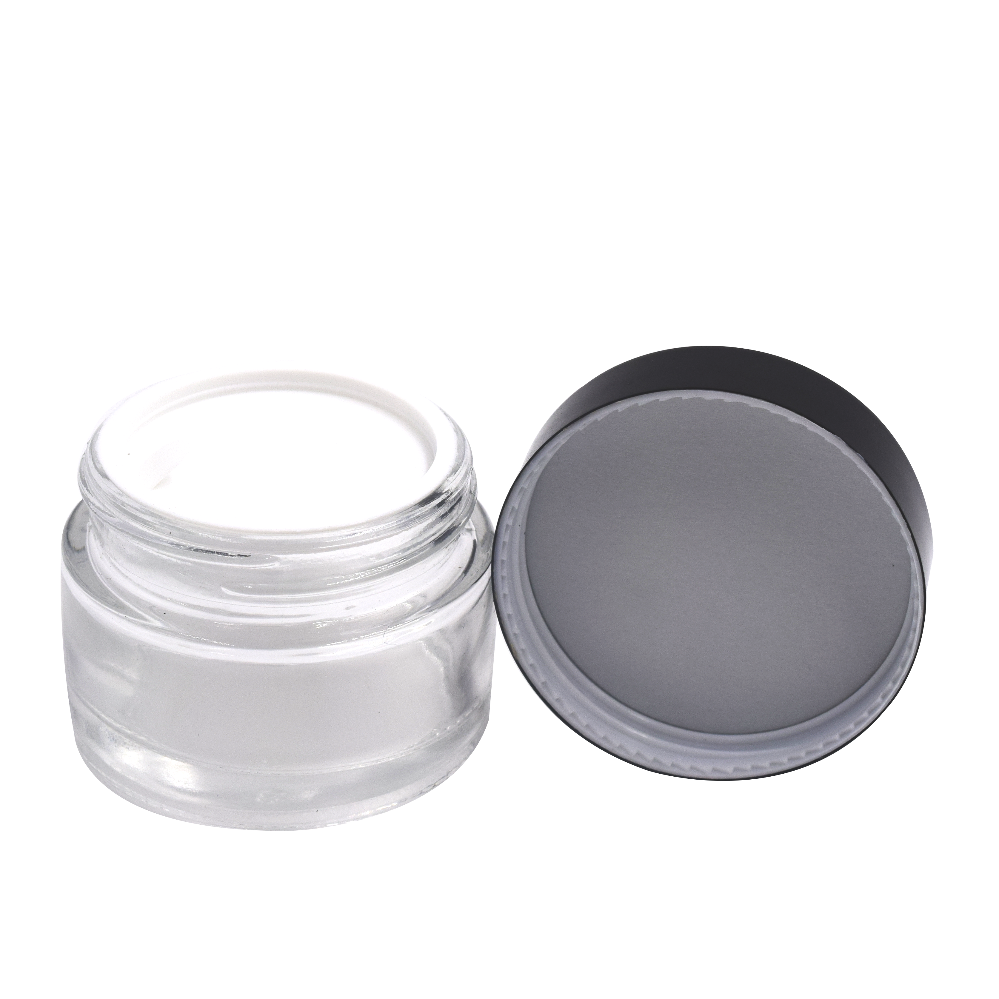lip balm packaging face cream jars 20ml 30ml 50ml clear glass jars with black plastic lid