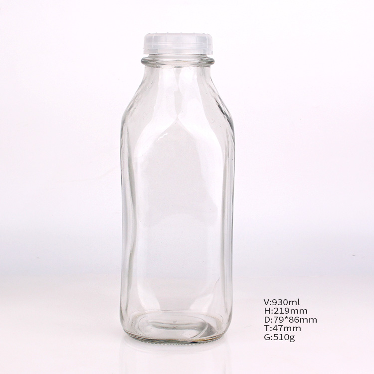 little round glass bottle 250ml 400ml 500ml 1000ml glass bottle for milk with Plastic lid