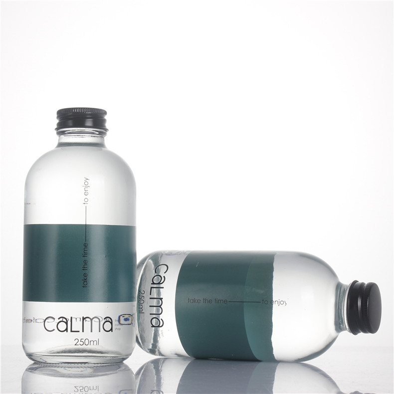 logo custom 250ml 500ml 1L silk screen printing screw cap boston juice glass bottle