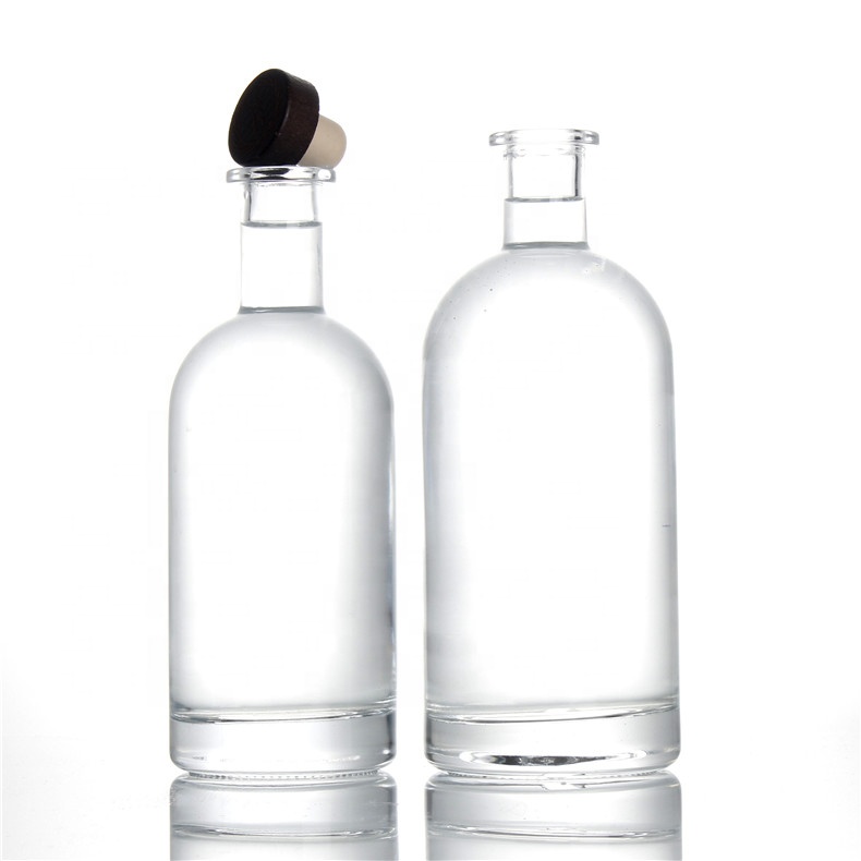 logo custom 700ml 750ml 75cl high flint glass whisky rum brandy liquor glass bottle cork screw snap on top
