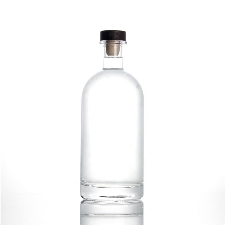 logo custom 700ml 750ml 75cl high flint glass whisky rum brandy liquor glass bottle cork screw snap on top