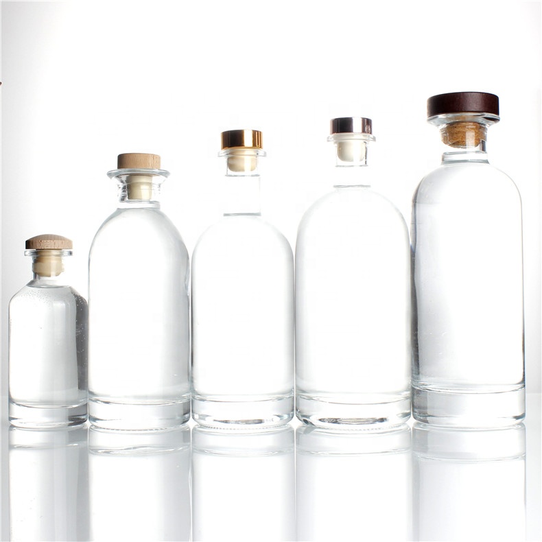 logo custom 700ml 750ml 75cl high flint glass whisky rum brandy liquor glass bottle cork screw snap on top