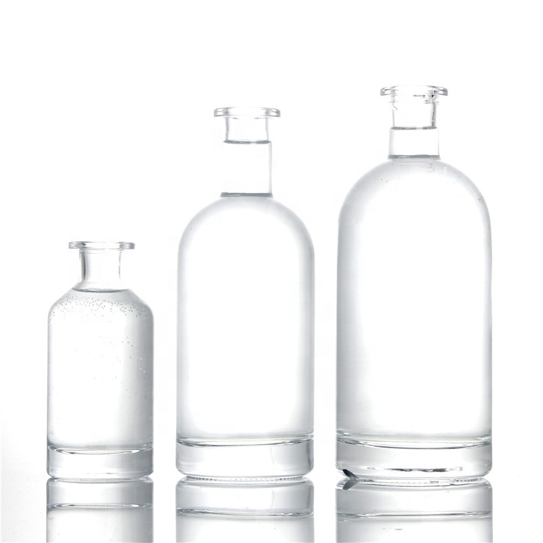 logo custom 700ml 750ml 75cl high flint glass whisky rum brandy liquor glass bottle cork screw snap on top