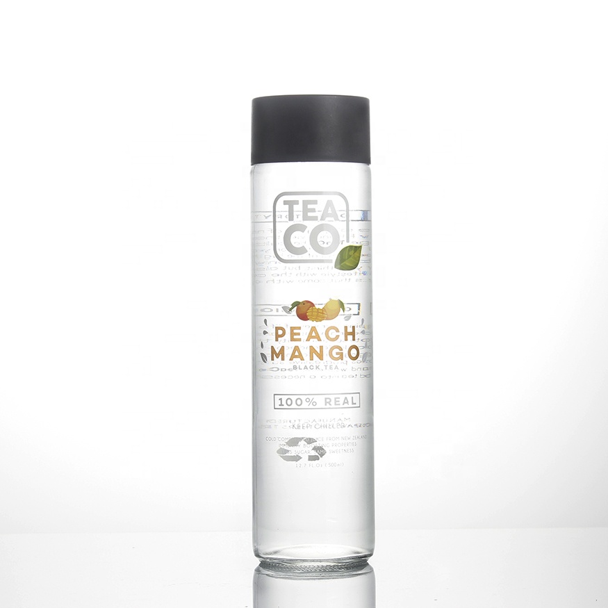 logo promotional personal flint clear frosted printing stocked milk empty 200ml 300ml 750ml 375ml 500ml voss glass bottle