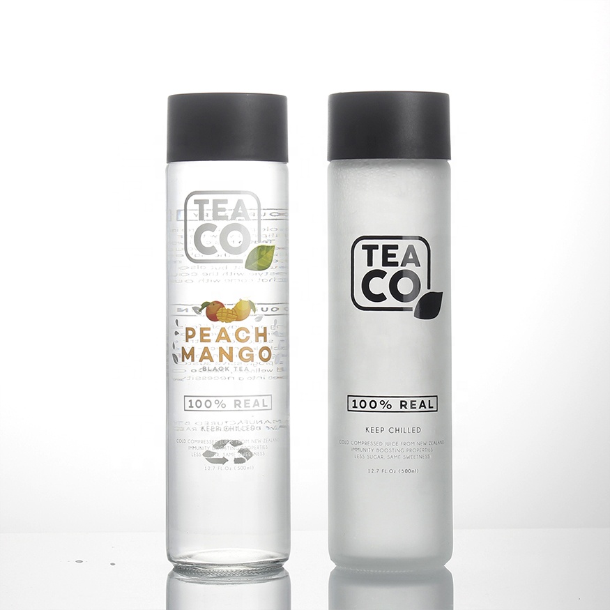 logo promotional personal flint clear frosted printing stocked milk empty 200ml 300ml 750ml 375ml 500ml voss glass bottle