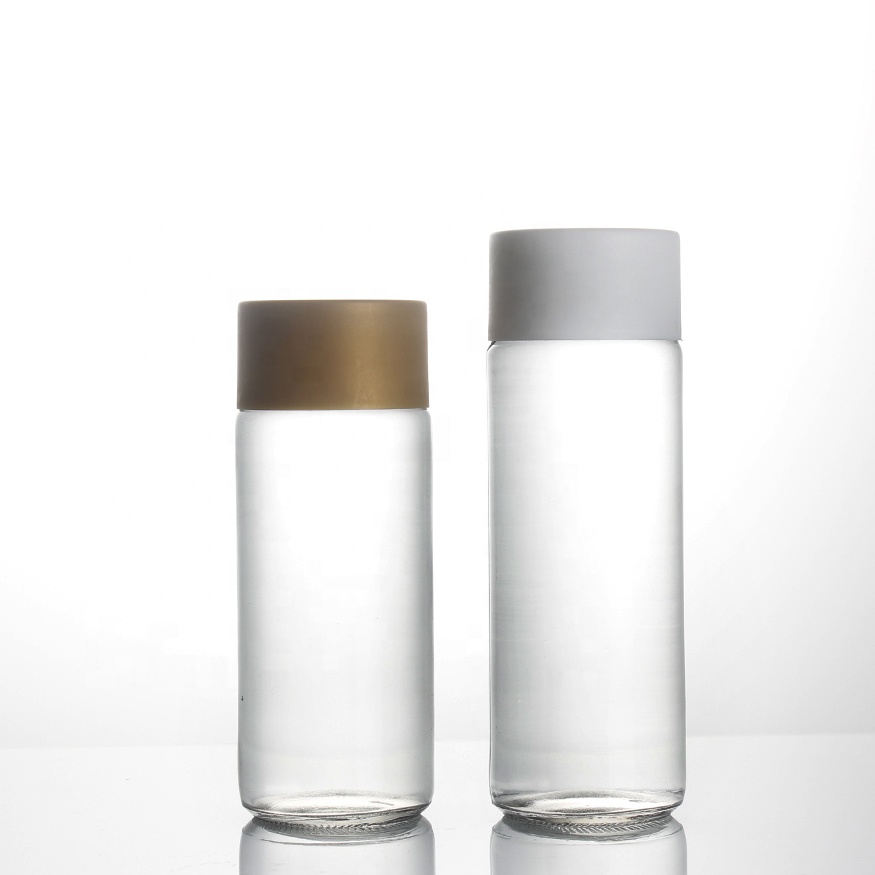 logo promotional personal flint clear frosted printing stocked milk empty 200ml 300ml 750ml 375ml 500ml voss glass bottle