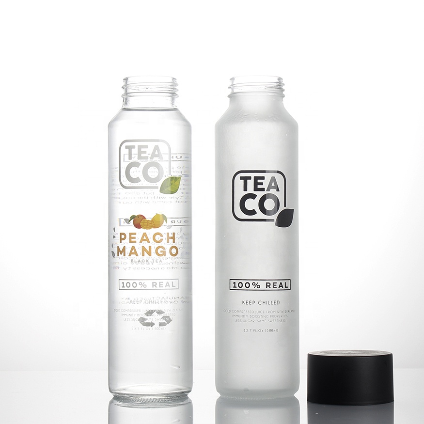 logo promotional personal flint clear frosted printing stocked milk empty 200ml 300ml 750ml 375ml 500ml voss glass bottle