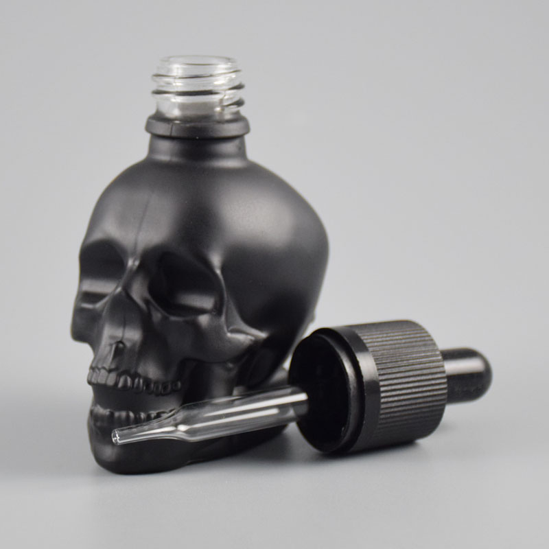 long pipette matte black skull bottles 50ml 30ml glass dropper bottles australia
