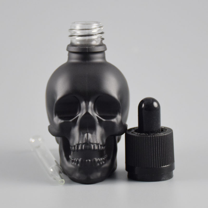 long pipette matte black skull bottles 50ml 30ml glass dropper bottles australia