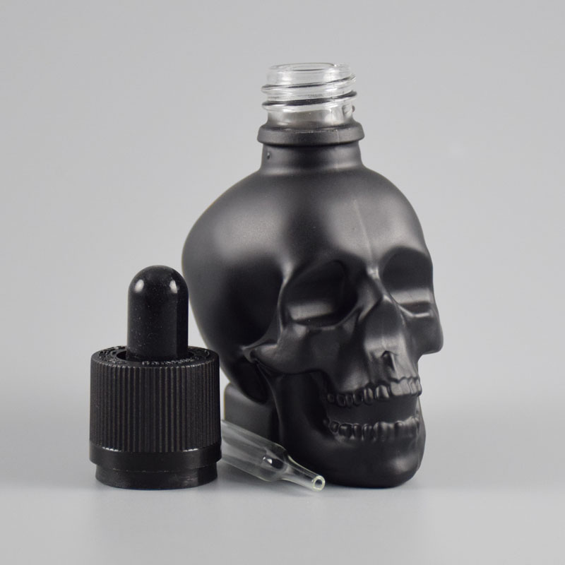 long pipette matte black skull bottles 50ml 30ml glass dropper bottles australia