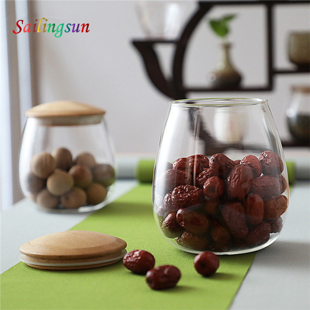 lovely round various capacity design fancy hand craft pyrex glass food container