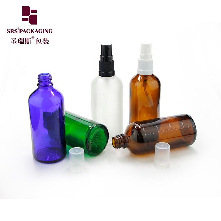 low MOQ 22PCS amber green blue clear 10ml  essential oil bottle glass with  spray pump fine mist