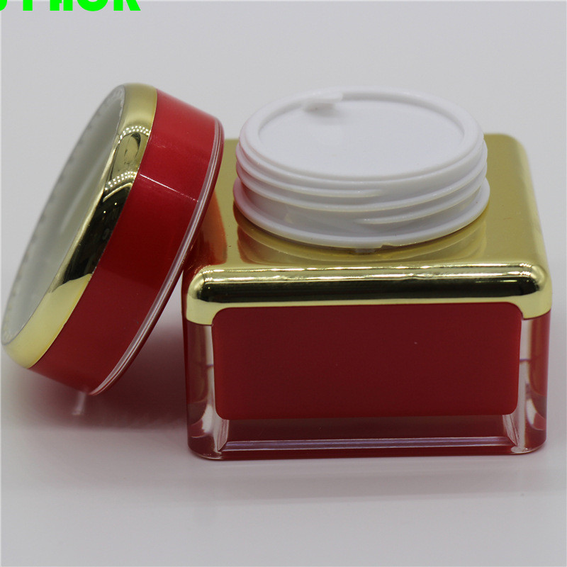 low MOQ new style cream jar PMMA face cream jars 15g 30g 50g rose gold white cream container