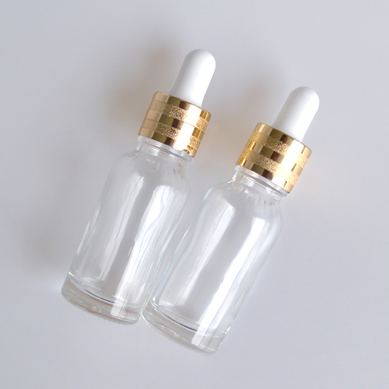 low moq custom essential oil 30ml 1oz 60ml glass dropper bottle with gold cap