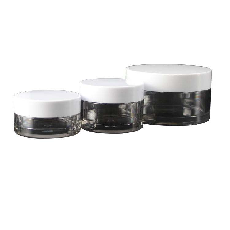 low moq customized transparent cosmetic packaging face cream cosmetic powder injection bottle jar packaging