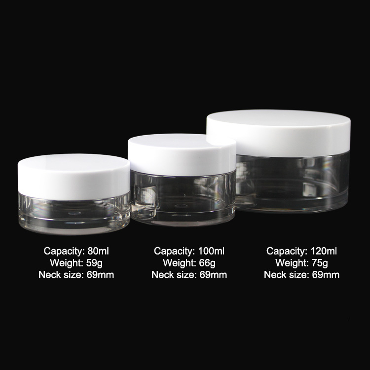 low moq customized transparent cosmetic packaging face cream cosmetic powder injection bottle jar packaging