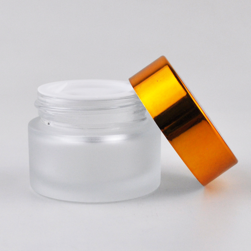low price frosted black cosmetic glass jar 50g matte with skin care packaging aluminum cap