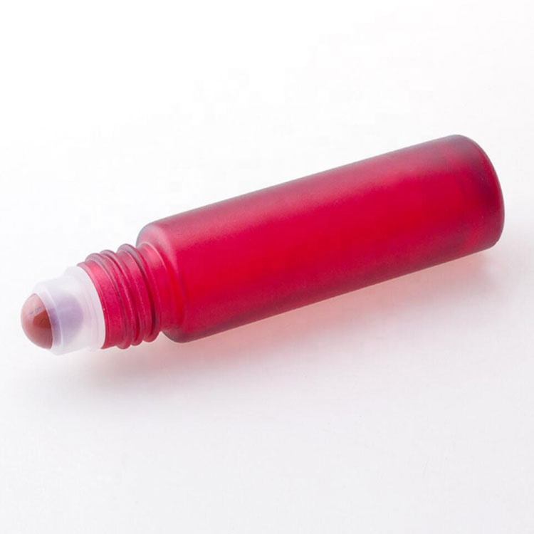 lower moq cosmetic sample package frosted green orange black perfume bottle glass 10ml with stainless steel roll on