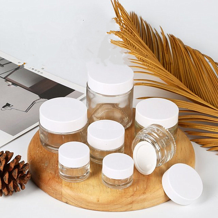 lower price cosmetic containers frosted cream glass jar with bamboo lid bamboo jar with cover