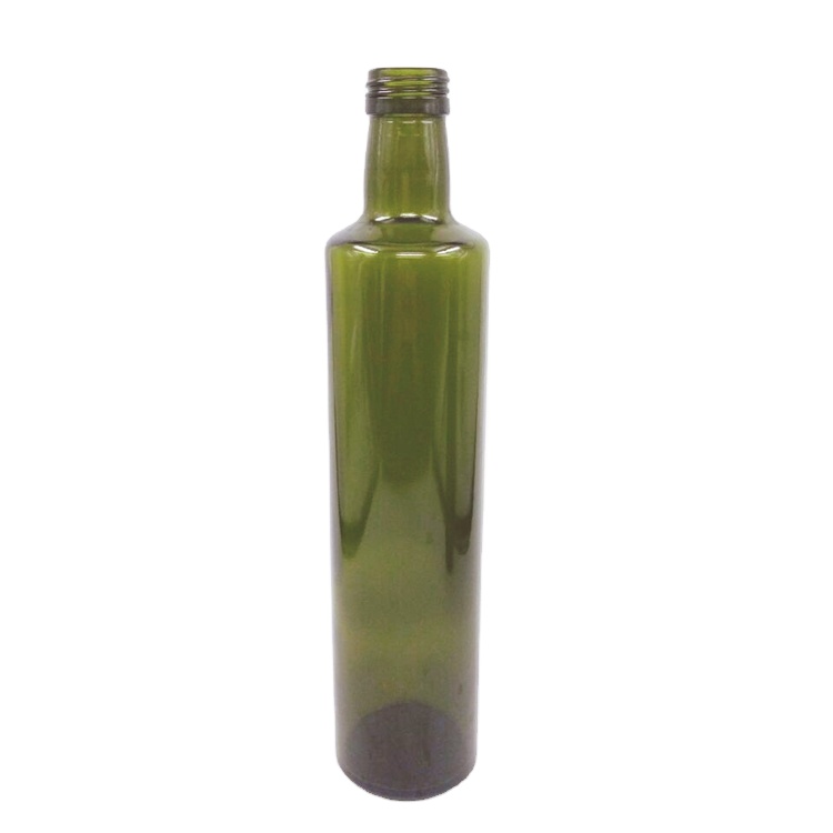 lower price dark green round glass olive oil bottle with cap 250ml 500ml