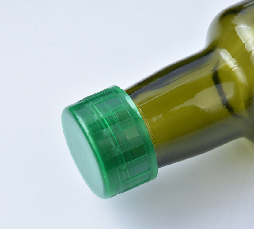 lower price dark green round glass olive oil bottle with cap 250ml 500ml