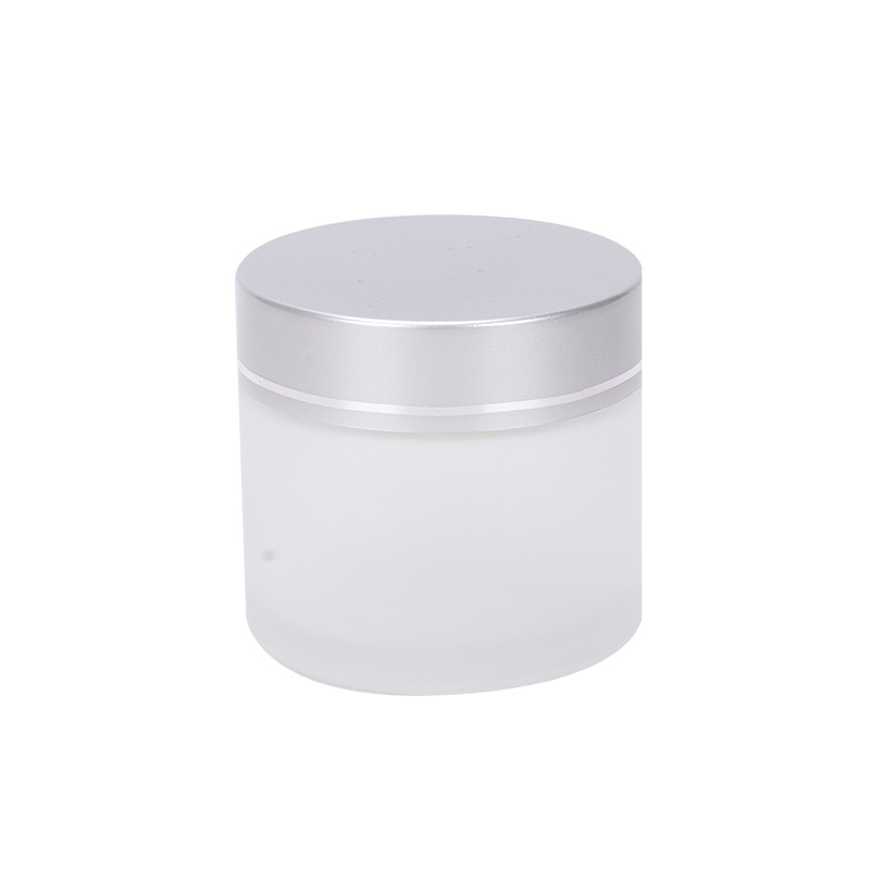lower price matte glass face cream jar with bamboo lid Cylinder airtight cosmetic packaging jar