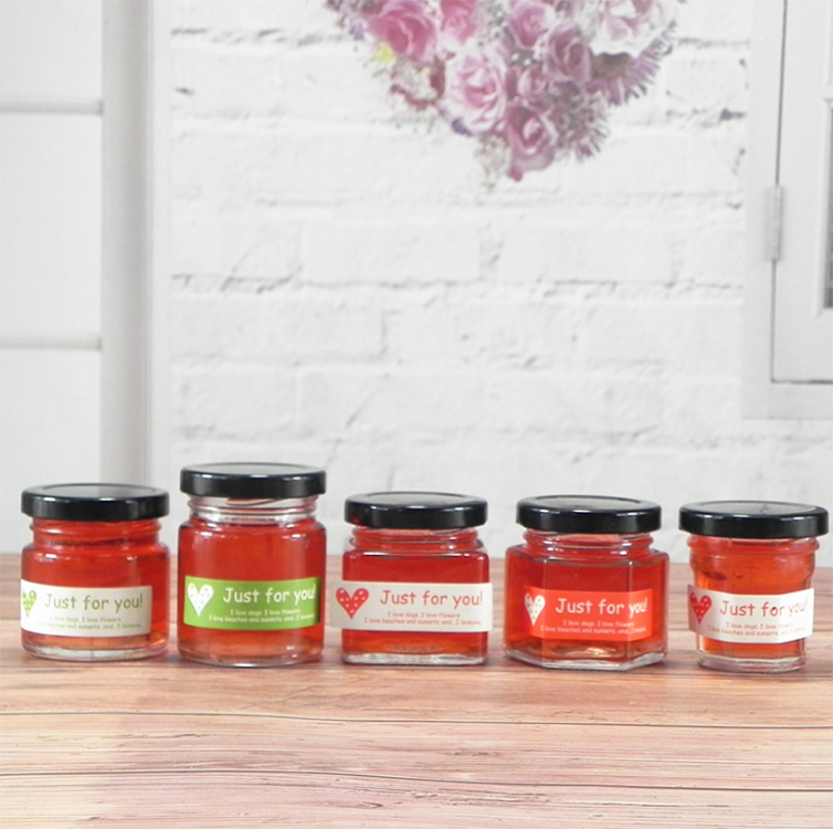 lower price wholesale various size mini round/square /hexagon shape jam jelly glass jar with metal lid