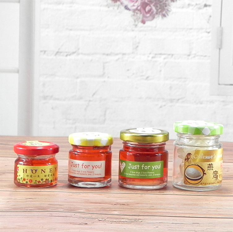 lower price wholesale various size mini round/square /hexagon shape jam jelly glass jar with metal lid