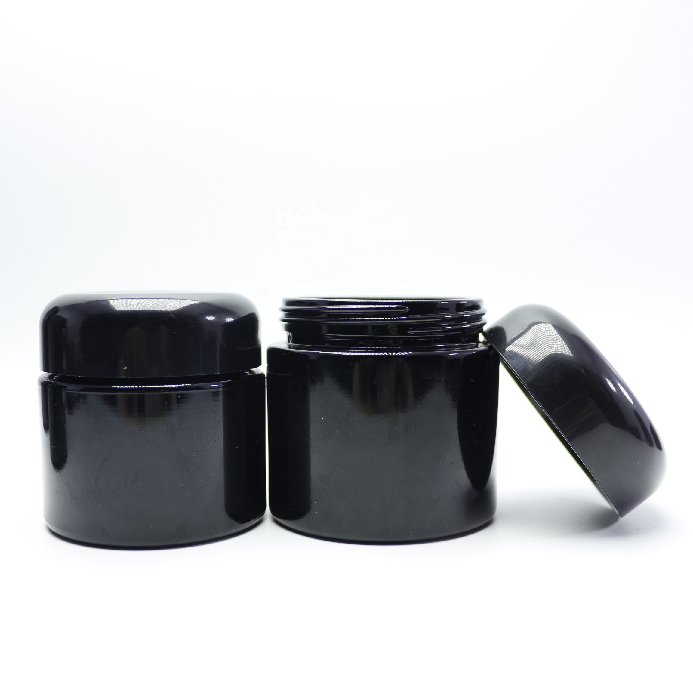 luxury 100g uv black cosmetic dark high quality violet glass cream jar with carve lid for face cream skin care DVB-17B