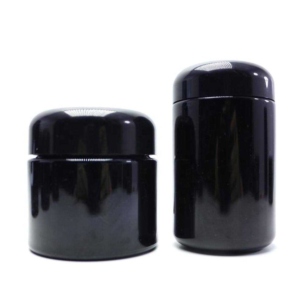 luxury 100g uv black cosmetic dark high quality violet glass cream jar with carve lid for face cream skin care DVB-17B