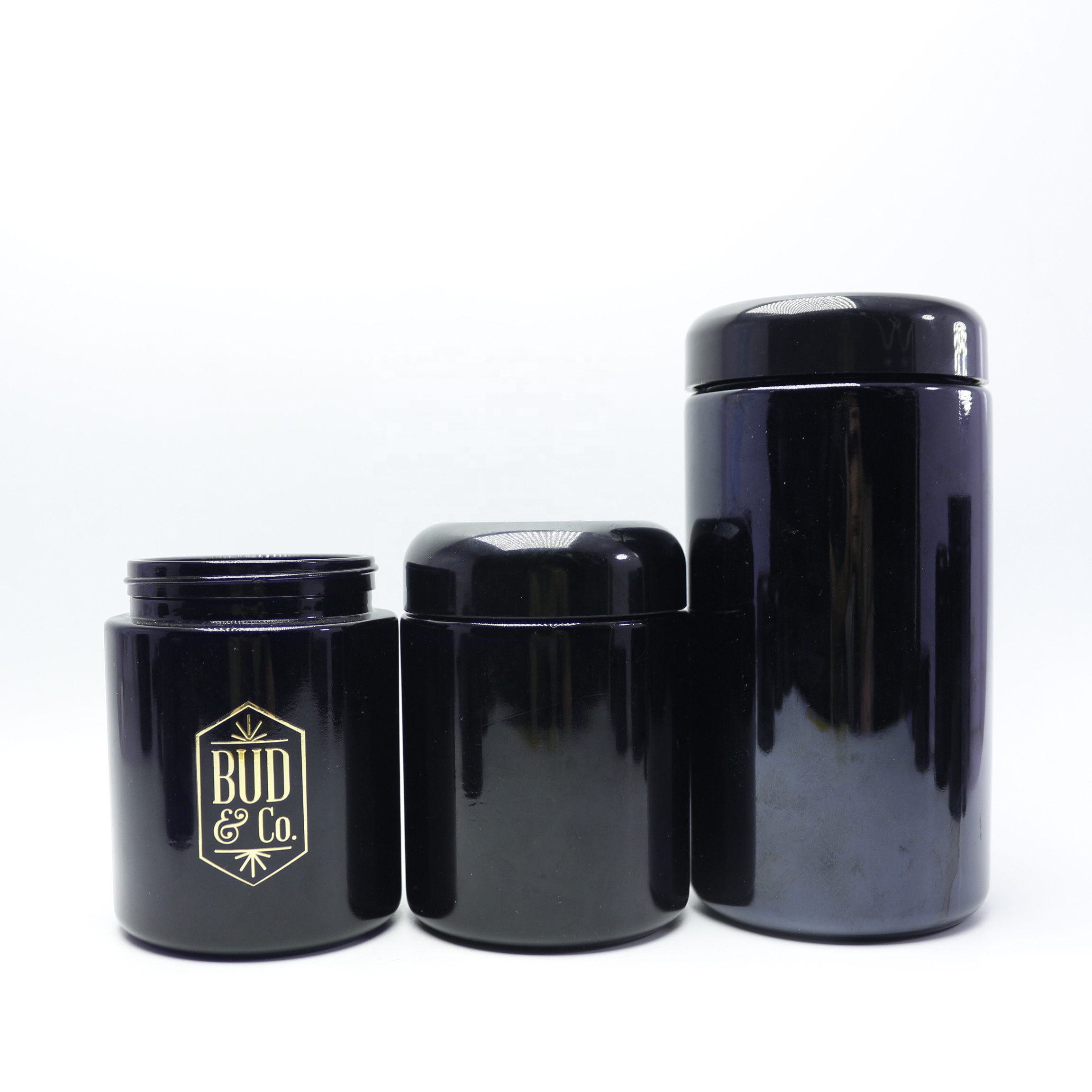 luxury 100g uv black cosmetic dark high quality violet glass cream jar with carve lid for face cream skin care DVB-17B