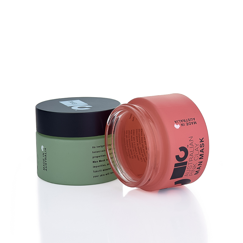 luxury 100ml glass jars 5g 10g 20g 30g 50g 100g 200g custom frosted coral glass cream jar matte black lid